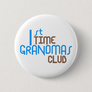 Eerste Grandmas Club (blauw) Ronde Button 5,7 Cm