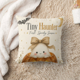 Eerste griezelige seizoen baby Halloween waterverf Kussen