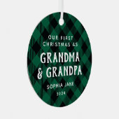 Eerste grootouders Kerstmis Rustic Pset Metalen Ornament (Voorkant Rechts)