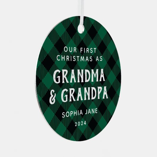 Eerste grootouders Kerstmis Rustic Pset Metalen Ornament (Voorkant Rechts)