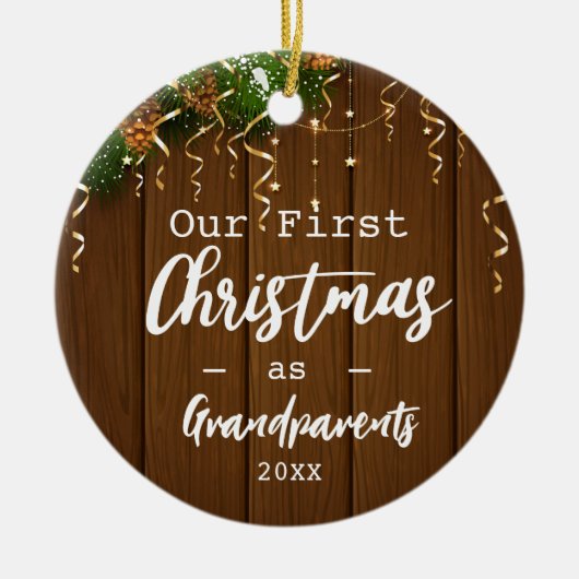 Eerste grootouders Vrolijk kerstverlichting Foto Keramisch Ornament (Voorkant)