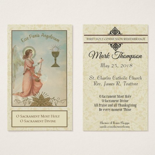 EERSTE H. COMMUNIE ENGELEN EUCHARISTIE VISITEKAARTJE (Voorkant /achterkant)