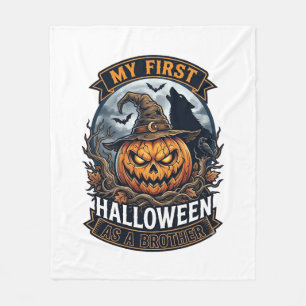 Eerste Halloween Als Broeder Pompoen Wolf Maan_1 Fleece Deken
