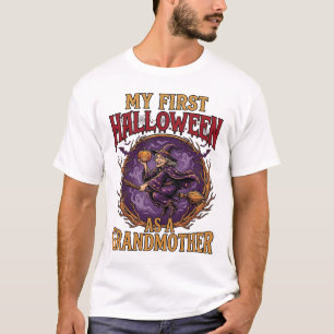 Eerste Halloween als Grootmoeder Heks Pompoen Vlee T-shirt