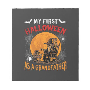 Eerste Halloween als Grootvader Tovenaar Vleermuis Notitieblok