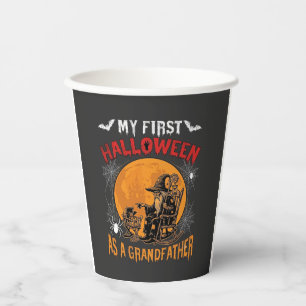 Eerste Halloween als Grootvader Tovenaar Vleermuis Papieren Bekers
