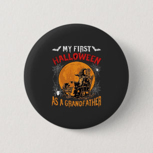 Eerste Halloween als Grootvader Tovenaar Vleermuis Ronde Button 5,7 Cm