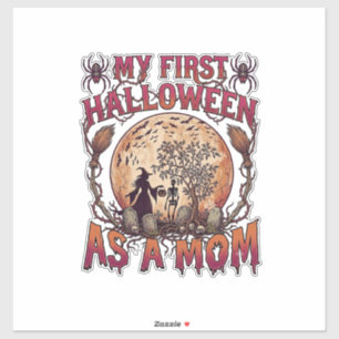 Eerste Halloween Als Heksenskeletmaan Moeder_1 Sticker