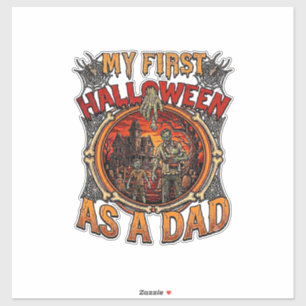 Eerste Halloween Als Papa Zombie Spokenhuis Kerkho Sticker