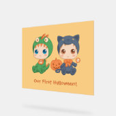 Eerste Halloween Baby Twins Party uitnodiging Acryl Bord (Hoek)