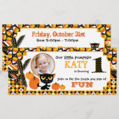 Eerste Halloween Birthday Invitation Card Kaart (Voorkant / Achterkant)