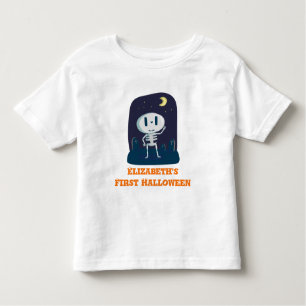 Eerste Halloween Cute Skeleton Cartoon Gepersonali Kinder Shirts