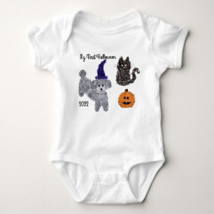 Eerste halloween Grey Podle #1 Baby Bodysuit
