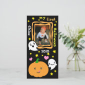 Eerste Halloween Kawaii Custom Photo Card Feestdagenkaart (Staand voorkant)