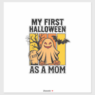 Eerste Halloween Moeder Shirt Vintage Spook Design Sticker