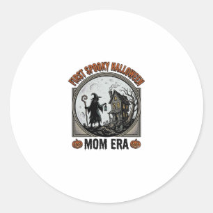 Eerste Halloween Moeder Vintage Gravure Geheime He Ronde Sticker