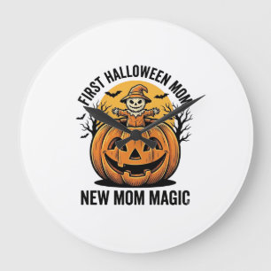 Eerste Halloween Moeder Vintage Pompoen Vleermuis Grote Klok