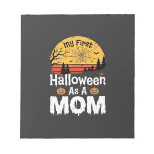 Eerste Halloween Moeder Vintage Zonsondergang Ontw Notitieblok