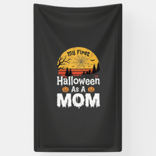 Eerste Halloween Moeder Vintage Zonsondergang Ontw Spandoek