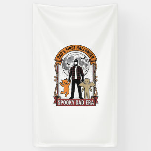 Eerste Halloween papa shirt vintage griezelige fam Spandoek