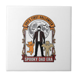 Eerste Halloween papa shirt vintage griezelige fam Tegeltje