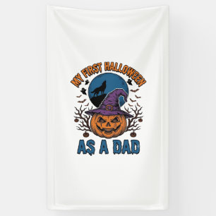 Eerste Halloween papa vintage pompoen wolf shirt_1 Spandoek