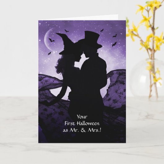 Eerste Halloween Passen getrouwd Schattigee heks Kaart (Gele Bloem)