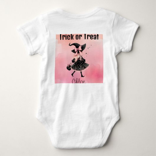 Eerste Halloween Schattigee kleine heks Trick or t Romper (Achterkant)