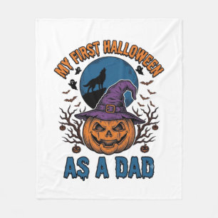 Eerste Halloween Vader Vintage Pompoen Wolf Shirt_ Fleece Deken