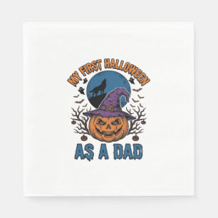 Eerste Halloween Vader Vintage Pompoen Wolf Shirt_ Servet