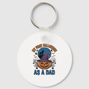 Eerste Halloween Vader Vintage Pompoen Wolf Shirt_ Sleutelhanger