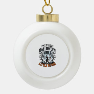 Eerste Halloween-verpleegster Spooky Moon Babykost Keramische Bal Ornament