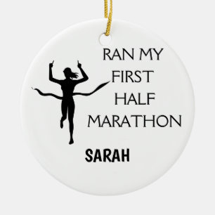 Eerste Halve Marathon Kerstcadeau voor hardlopers Keramisch Ornament