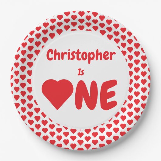 Eerste hartdag van het hart papieren bordje (Voorkant)