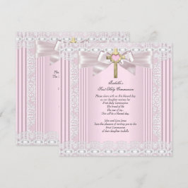 Eerste Heilige Communie 1ste Meisjes Kruisroze kan Kaart