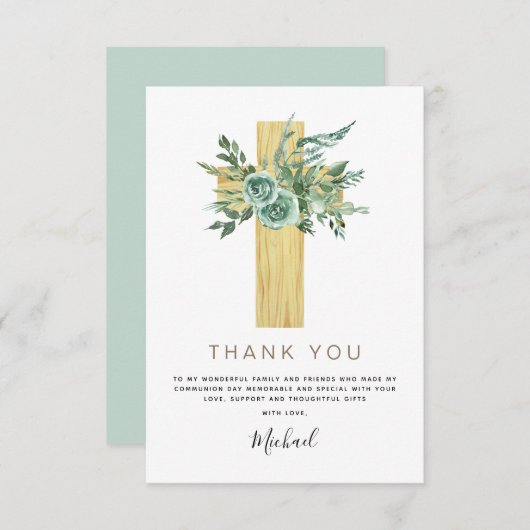 Eerste Heilige Communie Bedankt Eucalyptus Invitat (Voorkant / Achterkant)