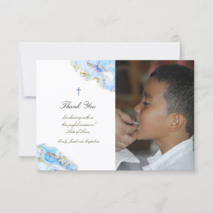 Eerste Heilige Communie bedankt jullie blauwe inkt Kaart