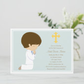 Eerste Heilige Communie - Blauw | Uitnodiging (Staand voorkant)