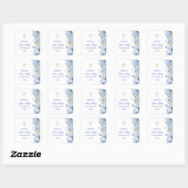 Eerste Heilige Communie Blauwe Hortensia Vierkante Sticker (Vel)