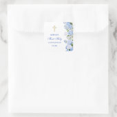 Eerste Heilige Communie Blauwe Hortensia Vierkante Sticker (Tas)