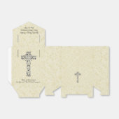 Eerste Heilige Communie Cross Host Ecru Kant Desig Bedankdoosjes (Uitgevouwen)