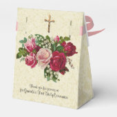 Eerste Heilige Communie Cross Rozen Ecru Kant Desi Bedankdoosjes (Achterkant)