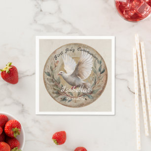 Eerste Heilige Communie Duif Vintage Christelijk T Servet