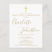 Eerste Heilige Communie Elegant Gold Signature Uitnodiging Briefkaart (Voorkant)