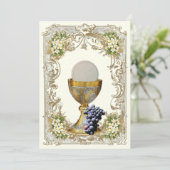 Eerste Heilige Communie Eucharistie Bloemengoud Kaart (Staand voorkant)