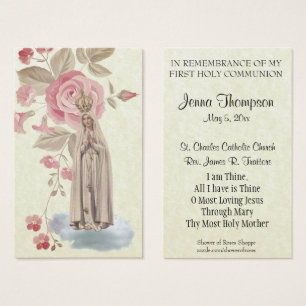 EERSTE HEILIGE COMMUNIE FATIMA GEBED HEILIGE KAART