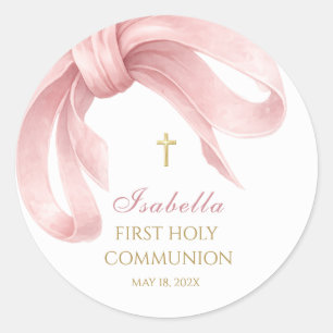 Eerste Heilige Communie Favor Stickers met Roze Li
