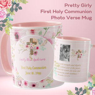 Eerste Heilige Communie FOTO Cadeau Meisjes Roze B Mok