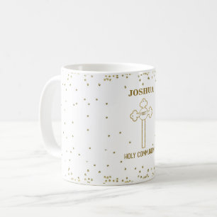 Eerste Heilige Communie Gouden Kruis met Eigen Naa Koffiemok
