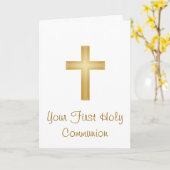 Eerste Heilige Communie/Goudkruis Kaart (Gele Bloem)